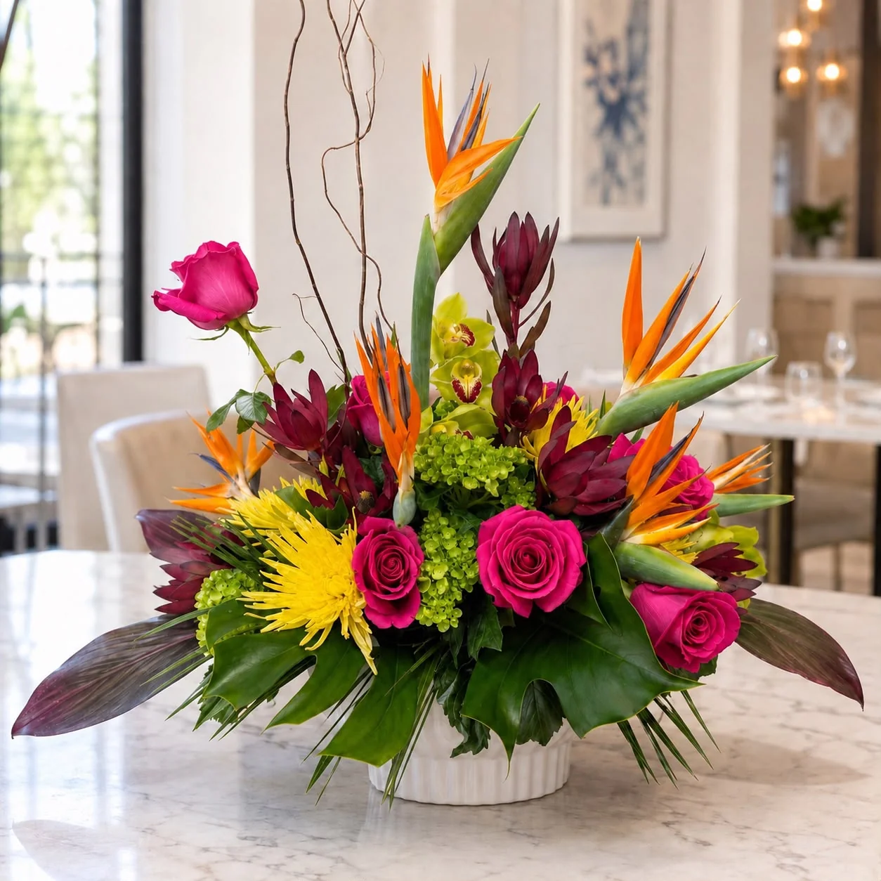 Fresh floral arrangement with colorful flowers prepared by Bloom Garden